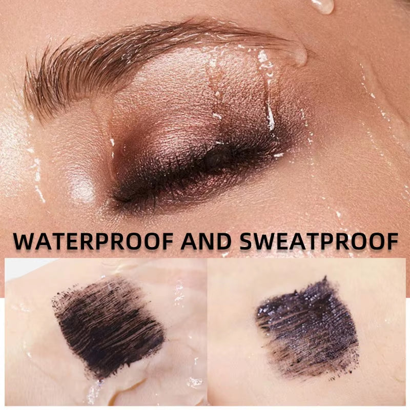 Black Waterproof Mascara Lengthening Curling Black Lash Eyelash Extension Beauty Makeup Long-Wearing Mascara Silk Fiber Mascara