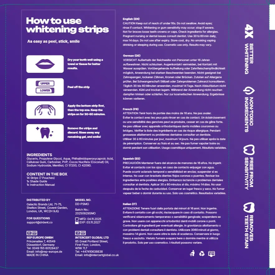 Purple Teeth Whitening Strips – Enamel Safe & Peroxide-Free Whitening