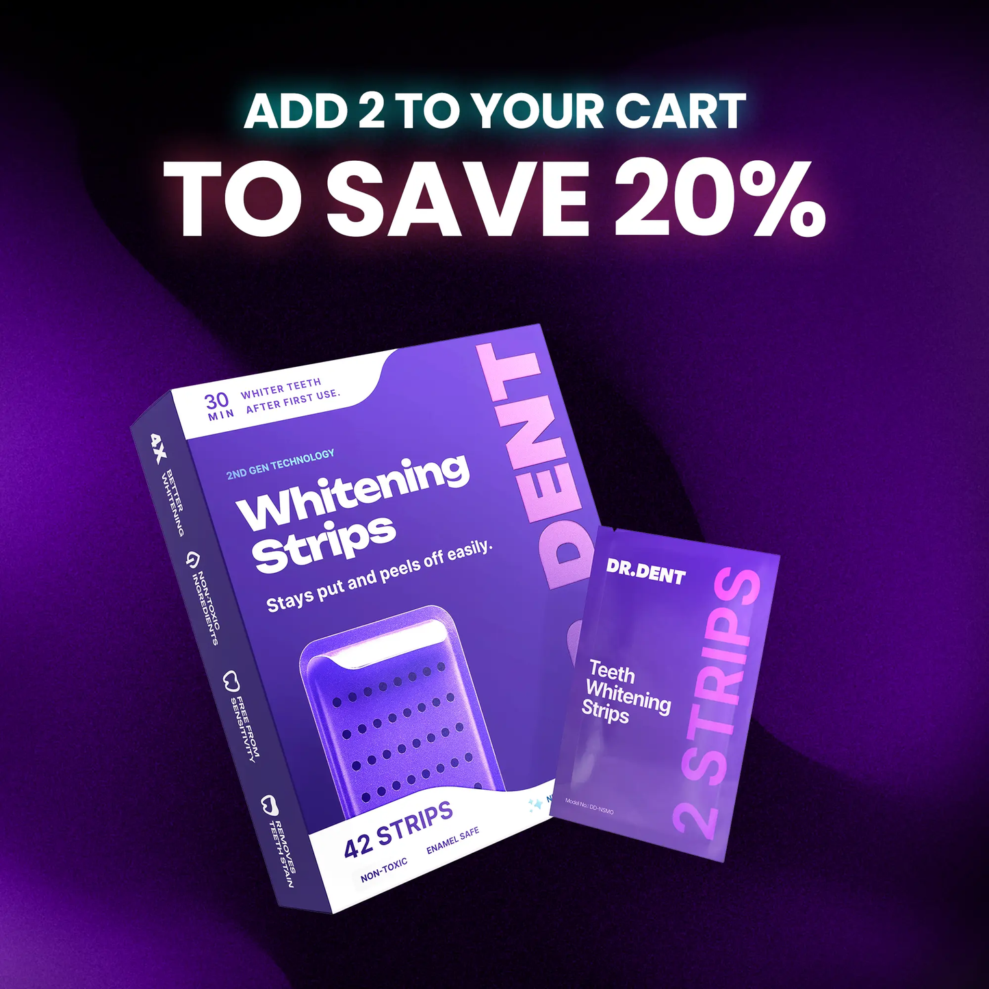 Purple Teeth Whitening Strips – Enamel Safe & Peroxide-Free Whitening