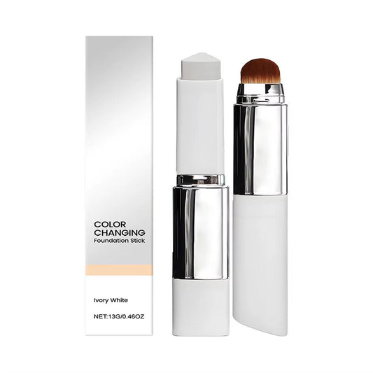 Color Changing Foundation Stick Brightens Concealer Stick Ouble Head with Brush Lightweight Moisturizing Brightening Cosmetics
